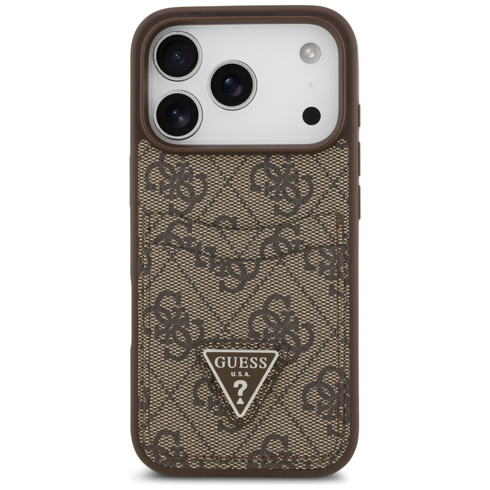 Etui Guess 4G Double Card Triangle do iPhone 17 Pro brązowy